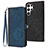 Custodia Portafoglio In Pelle Cover con Supporto YX1 per Samsung Galaxy S23 Ultra 5G Blu