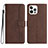 Custodia Portafoglio In Pelle Cover con Supporto YX2 per Apple iPhone 14 Pro Marrone