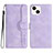 Custodia Portafoglio In Pelle Cover con Supporto YX2 per Apple iPhone 15 Plus Lavanda