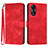 Custodia Portafoglio In Pelle Cover con Supporto YX2 per Oppo A38 Rosso