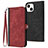 Custodia Portafoglio In Pelle Cover con Supporto YX3 per Apple iPhone 13 Rosso