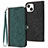 Custodia Portafoglio In Pelle Cover con Supporto YX3 per Apple iPhone 13 Verde