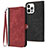 Custodia Portafoglio In Pelle Cover con Supporto YX3 per Apple iPhone 15 Pro Rosso