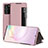 Custodia Portafoglio In Pelle Cover con Supporto ZL2 per Samsung Galaxy Note 20 5G Oro Rosa