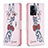 Custodia Portafoglio In Pelle Fantasia Modello Cover con Supporto B01F per Oppo K10 5G India Rosa