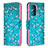 Custodia Portafoglio In Pelle Fantasia Modello Cover con Supporto B01F per Samsung Galaxy A52 4G Ciano