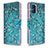 Custodia Portafoglio In Pelle Fantasia Modello Cover con Supporto B01F per Samsung Galaxy A71 4G A715 Ciano