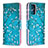 Custodia Portafoglio In Pelle Fantasia Modello Cover con Supporto B01F per Samsung Galaxy Note 20 5G Ciano