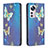 Custodia Portafoglio In Pelle Fantasia Modello Cover con Supporto B01F per Xiaomi Mi 12 5G Blu