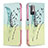 Custodia Portafoglio In Pelle Fantasia Modello Cover con Supporto B01F per Xiaomi POCO M3 Pro 5G Verde Pastello