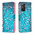 Custodia Portafoglio In Pelle Fantasia Modello Cover con Supporto B01F per Xiaomi Redmi Note 11 Pro 4G Ciano