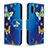 Custodia Portafoglio In Pelle Fantasia Modello Cover con Supporto B03F per Samsung Galaxy A01 SM-A015 Blu Notte