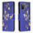 Custodia Portafoglio In Pelle Fantasia Modello Cover con Supporto B03F per Samsung Galaxy A03s Blu Notte