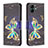 Custodia Portafoglio In Pelle Fantasia Modello Cover con Supporto B03F per Samsung Galaxy A04E Nero