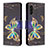 Custodia Portafoglio In Pelle Fantasia Modello Cover con Supporto B03F per Samsung Galaxy A04s Nero