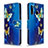 Custodia Portafoglio In Pelle Fantasia Modello Cover con Supporto B03F per Samsung Galaxy A21 Cielo Blu