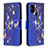 Custodia Portafoglio In Pelle Fantasia Modello Cover con Supporto B03F per Samsung Galaxy A21s Blu Notte