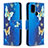 Custodia Portafoglio In Pelle Fantasia Modello Cover con Supporto B03F per Samsung Galaxy A21s Cielo Blu