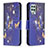 Custodia Portafoglio In Pelle Fantasia Modello Cover con Supporto B03F per Samsung Galaxy A22 4G Blu Notte