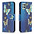 Custodia Portafoglio In Pelle Fantasia Modello Cover con Supporto B03F per Samsung Galaxy A22 4G Cielo Blu