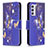 Custodia Portafoglio In Pelle Fantasia Modello Cover con Supporto B03F per Samsung Galaxy A24 4G Blu Notte