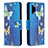 Custodia Portafoglio In Pelle Fantasia Modello Cover con Supporto B03F per Samsung Galaxy A32 5G Cielo Blu