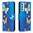 Custodia Portafoglio In Pelle Fantasia Modello Cover con Supporto B03F per Samsung Galaxy A34 5G Cielo Blu