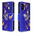 Custodia Portafoglio In Pelle Fantasia Modello Cover con Supporto B03F per Samsung Galaxy A41 Blu Notte