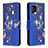Custodia Portafoglio In Pelle Fantasia Modello Cover con Supporto B03F per Samsung Galaxy A42 5G Blu Notte