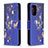 Custodia Portafoglio In Pelle Fantasia Modello Cover con Supporto B03F per Samsung Galaxy A72 5G Blu Notte