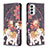 Custodia Portafoglio In Pelle Fantasia Modello Cover con Supporto B03F per Samsung Galaxy F23 5G Marrone
