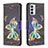 Custodia Portafoglio In Pelle Fantasia Modello Cover con Supporto B03F per Samsung Galaxy F23 5G Nero