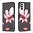 Custodia Portafoglio In Pelle Fantasia Modello Cover con Supporto B03F per Samsung Galaxy F23 5G Rosso
