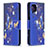 Custodia Portafoglio In Pelle Fantasia Modello Cover con Supporto B03F per Samsung Galaxy M12 Blu Notte