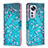 Custodia Portafoglio In Pelle Fantasia Modello Cover con Supporto B03F per Xiaomi Mi 12S Pro 5G Ciano