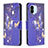 Custodia Portafoglio In Pelle Fantasia Modello Cover con Supporto B03F per Xiaomi Poco C50 Blu Notte