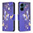 Custodia Portafoglio In Pelle Fantasia Modello Cover con Supporto B03F per Xiaomi Poco C65 Blu Notte