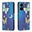 Custodia Portafoglio In Pelle Fantasia Modello Cover con Supporto B03F per Xiaomi Poco C65 Cielo Blu