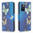 Custodia Portafoglio In Pelle Fantasia Modello Cover con Supporto B03F per Xiaomi Poco M4 Pro 5G Cielo Blu