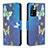 Custodia Portafoglio In Pelle Fantasia Modello Cover con Supporto B03F per Xiaomi Poco X4 NFC Cielo Blu