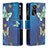 Custodia Portafoglio In Pelle Fantasia Modello Cover con Supporto B04F per Oppo A16 Blu