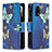 Custodia Portafoglio In Pelle Fantasia Modello Cover con Supporto B04F per Oppo A74 4G Blu