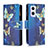 Custodia Portafoglio In Pelle Fantasia Modello Cover con Supporto B04F per Oppo A96 5G Blu