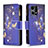 Custodia Portafoglio In Pelle Fantasia Modello Cover con Supporto B04F per Oppo F21 Pro 4G Blu Notte