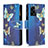 Custodia Portafoglio In Pelle Fantasia Modello Cover con Supporto B04F per Oppo K10 5G India Blu