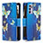 Custodia Portafoglio In Pelle Fantasia Modello Cover con Supporto B04F per Oppo Reno6 5G Blu