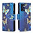 Custodia Portafoglio In Pelle Fantasia Modello Cover con Supporto B04F per Oppo Reno7 5G Blu