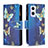 Custodia Portafoglio In Pelle Fantasia Modello Cover con Supporto B04F per Oppo Reno7 Z 5G Blu