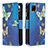 Custodia Portafoglio In Pelle Fantasia Modello Cover con Supporto B04F per Realme C25 Blu