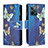 Custodia Portafoglio In Pelle Fantasia Modello Cover con Supporto B04F per Realme C31 Blu